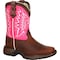 Durango Kids Western Boot, 6.5 M, Leather, 8 in H, Brown/Pink DWBT094 - alternate 3